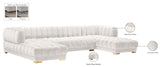 Gwen Contemporary 3-Piece Sectional Sofa with Deep Tufting and Gold & Chrome Legs for Stylish Comfort