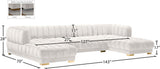 Gwen Contemporary 3-Piece Sectional Sofa with Deep Tufting and Gold & Chrome Legs for Stylish Comfort