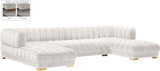 Gwen Contemporary 3-Piece Sectional Sofa with Deep Tufting and Gold & Chrome Legs for Stylish Comfort