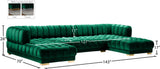 Gwen Contemporary 3-Piece Sectional Sofa with Deep Tufting and Gold & Chrome Legs for Stylish Comfort