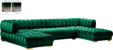 Gwen Contemporary 3-Piece Sectional Sofa with Deep Tufting and Gold & Chrome Legs for Stylish Comfort