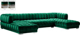 Gwen Contemporary 3-Piece Sectional Sofa with Deep Tufting and Gold & Chrome Legs for Stylish Comfort