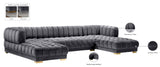Gwen Contemporary 3-Piece Sectional Sofa with Deep Tufting and Gold & Chrome Legs for Stylish Comfort