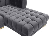 Gwen Contemporary 3-Piece Sectional Sofa with Deep Tufting and Gold & Chrome Legs for Stylish Comfort