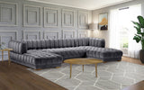 Gwen Contemporary 3-Piece Sectional Sofa with Deep Tufting and Gold & Chrome Legs for Stylish Comfort
