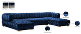 Gwen Contemporary 3-Piece Sectional Sofa with Deep Tufting and Gold & Chrome Legs for Stylish Comfort