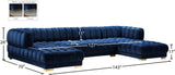 Gwen Contemporary 3-Piece Sectional Sofa with Deep Tufting and Gold & Chrome Legs for Stylish Comfort