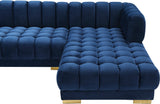 Gwen Contemporary 3-Piece Sectional Sofa with Deep Tufting and Gold & Chrome Legs for Stylish Comfort