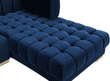 Gwen Contemporary 3-Piece Sectional Sofa with Deep Tufting and Gold & Chrome Legs for Stylish Comfort