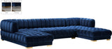Gwen Contemporary 3-Piece Sectional Sofa with Deep Tufting and Gold & Chrome Legs for Stylish Comfort