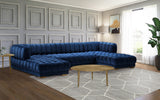 Gwen Contemporary 3-Piece Sectional Sofa with Deep Tufting and Gold & Chrome Legs for Stylish Comfort