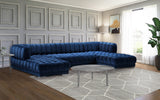 Gwen Contemporary 3-Piece Sectional Sofa with Deep Tufting and Gold & Chrome Legs for Stylish Comfort
