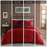 Plush To Sherpa Winter Comforter Set, Red