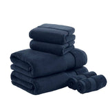 Turkish Cotton 6-Piece Bathroom Towel Set, Navy Blue