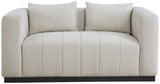 Lucia Oversized Loveseat - Cozy Textured Fabric Comfort with Deep Channel Tufting and Black Base