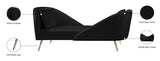 Nolan Glamorous Contemporary Chaise with Double Back Design and Elegant Gold Metal Legs, 81" Wide