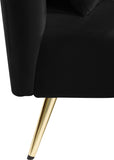 Nolan Glamorous Contemporary Chaise with Double Back Design and Elegant Gold Metal Legs, 81" Wide