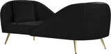 Nolan Glamorous Contemporary Chaise with Double Back Design and Elegant Gold Metal Legs, 81" Wide