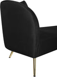 Nolan Glamorous Contemporary Chaise with Double Back Design and Elegant Gold Metal Legs, 81" Wide