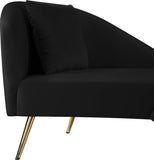 Nolan Glamorous Contemporary Chaise with Double Back Design and Elegant Gold Metal Legs, 81" Wide
