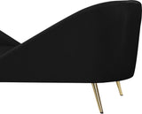 Nolan Glamorous Contemporary Chaise with Double Back Design and Elegant Gold Metal Legs, 81" Wide