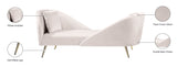 Nolan Glamorous Contemporary Chaise with Double Back Design and Elegant Gold Metal Legs, 81" Wide