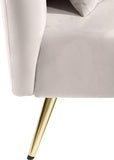 Nolan Glamorous Contemporary Chaise with Double Back Design and Elegant Gold Metal Legs, 81" Wide
