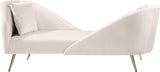 Nolan Glamorous Contemporary Chaise with Double Back Design and Elegant Gold Metal Legs, 81" Wide