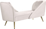 Nolan Glamorous Contemporary Chaise with Double Back Design and Elegant Gold Metal Legs, 81" Wide