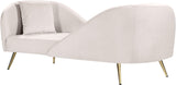 Nolan Glamorous Contemporary Chaise with Double Back Design and Elegant Gold Metal Legs, 81" Wide