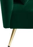 Nolan Glamorous Contemporary Chaise with Double Back Design and Elegant Gold Metal Legs, 81" Wide