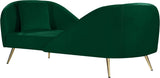 Nolan Glamorous Contemporary Chaise with Double Back Design and Elegant Gold Metal Legs, 81" Wide