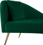 Nolan Glamorous Contemporary Chaise with Double Back Design and Elegant Gold Metal Legs, 81" Wide