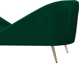 Nolan Glamorous Contemporary Chaise with Double Back Design and Elegant Gold Metal Legs, 81" Wide