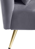 Nolan Glamorous Contemporary Chaise with Double Back Design and Elegant Gold Metal Legs, 81" Wide