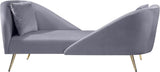 Nolan Glamorous Contemporary Chaise with Double Back Design and Elegant Gold Metal Legs, 81" Wide