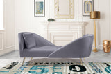 Nolan Glamorous Contemporary Chaise with Double Back Design and Elegant Gold Metal Legs, 81" Wide