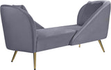 Nolan Glamorous Contemporary Chaise with Double Back Design and Elegant Gold Metal Legs, 81" Wide