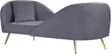 Nolan Glamorous Contemporary Chaise with Double Back Design and Elegant Gold Metal Legs, 81" Wide
