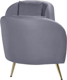 Nolan Glamorous Contemporary Chaise with Double Back Design and Elegant Gold Metal Legs, 81" Wide