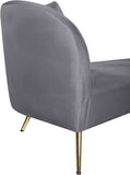 Nolan Glamorous Contemporary Chaise with Double Back Design and Elegant Gold Metal Legs, 81" Wide