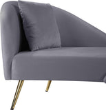 Nolan Glamorous Contemporary Chaise with Double Back Design and Elegant Gold Metal Legs, 81" Wide