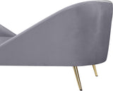 Nolan Glamorous Contemporary Chaise with Double Back Design and Elegant Gold Metal Legs, 81" Wide