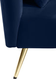 Nolan Glamorous Contemporary Chaise with Double Back Design and Elegant Gold Metal Legs, 81" Wide