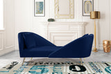 Nolan Glamorous Contemporary Chaise with Double Back Design and Elegant Gold Metal Legs, 81" Wide