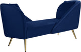 Nolan Glamorous Contemporary Chaise with Double Back Design and Elegant Gold Metal Legs, 81" Wide