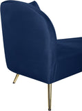 Nolan Glamorous Contemporary Chaise with Double Back Design and Elegant Gold Metal Legs, 81" Wide