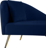 Nolan Glamorous Contemporary Chaise with Double Back Design and Elegant Gold Metal Legs, 81" Wide