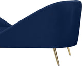 Nolan Glamorous Contemporary Chaise with Double Back Design and Elegant Gold Metal Legs, 81" Wide