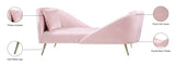 Nolan Glamorous Contemporary Chaise with Double Back Design and Elegant Gold Metal Legs, 81" Wide